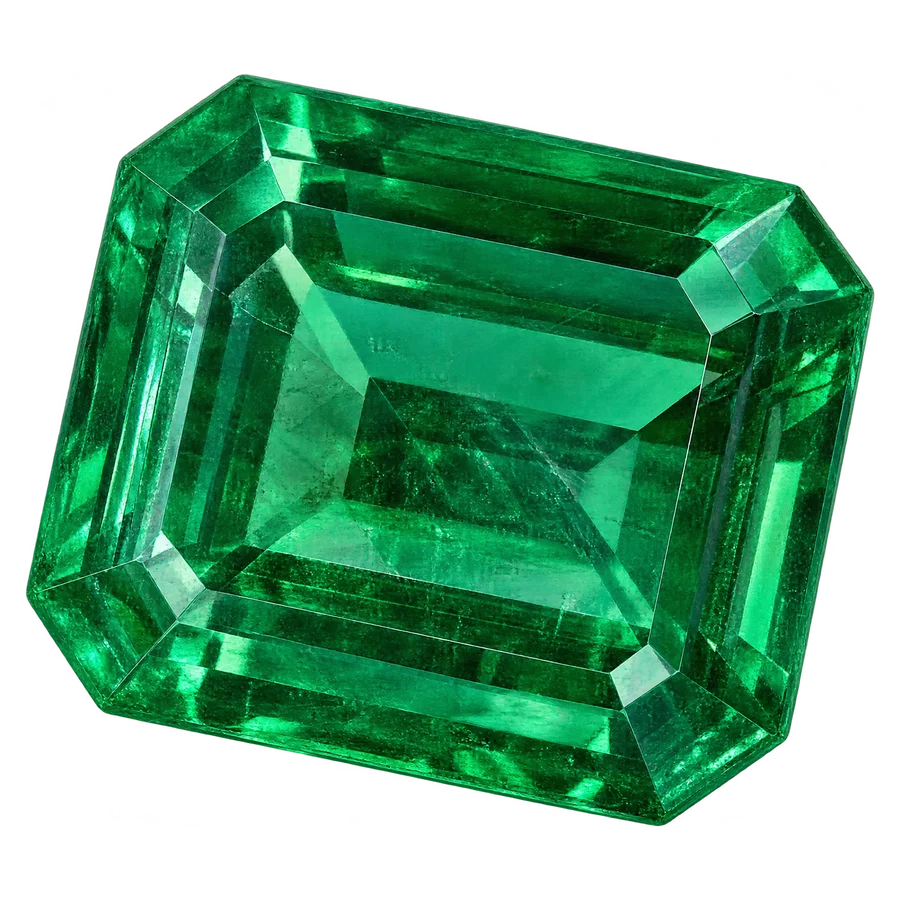 Faceted green emerald